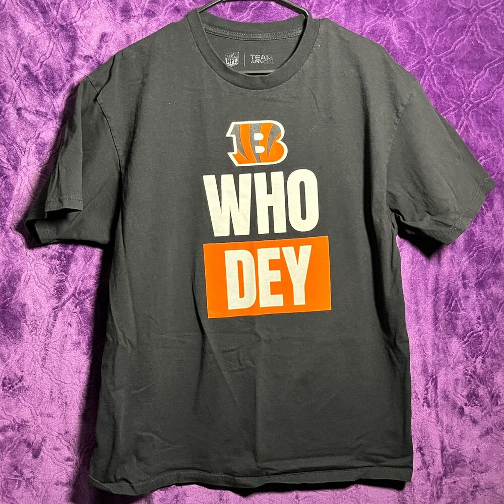 NFL, Cincinnati Bengals, Who Dey Tshirt, Black, Mens US XL